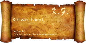 Kotvan Fanni névjegykártya